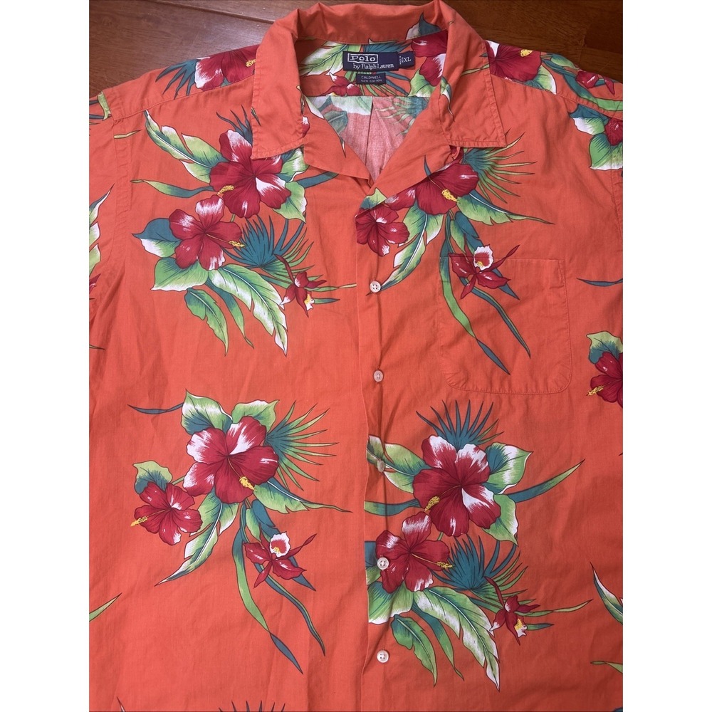 Polo By Ralph Lauren Hawaiian Shirt Men's Size XL Floral Caldwell 100% Cotton